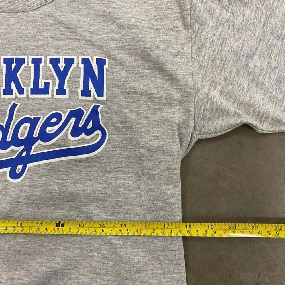 Vintage 80s Brooklyn Dodgers Eastport MLB Baseball Single Stitch Grey Tee Shirt - Picture 5 of 6